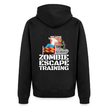 Zombie Escape Training Halloween Monster - Unisex Premium Organic Zip Hoodie - black - Back - Nico (187cm)