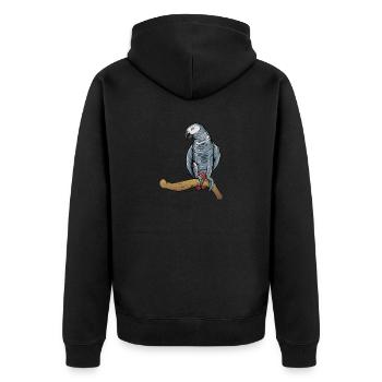 Motif de perroquet gris I pour porte-oiseau - Veste à capuche bio Premium Unisexe - noir - Dos - Nico (187cm)
