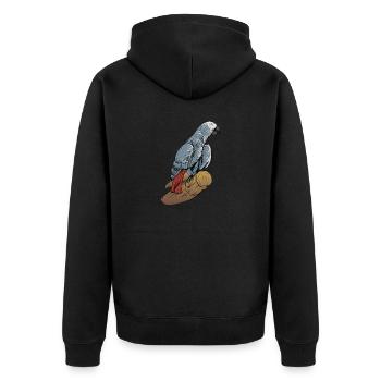 Motif de perroquet gris I pour porte-oiseau - Veste à capuche bio Premium Unisexe - noir - Dos - Nico (187cm)