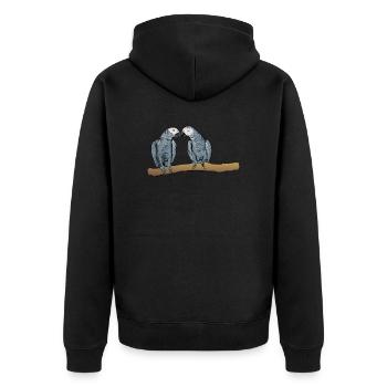 Motif de perroquet gris I pour porte-oiseau - Veste à capuche bio Premium Unisexe - noir - Dos - Nico (187cm)