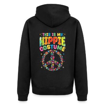 Groovy Peace - Unisex Premium Bio Zip Hoodie - Schwarz - Hinten - Nico (187cm)