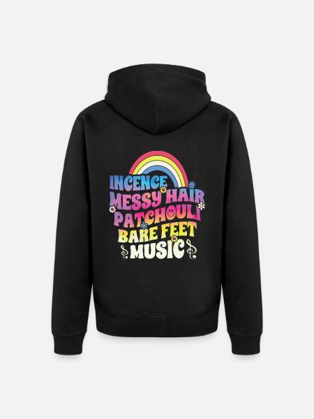 Funny Hippie Peace Kindness - Unisex Premium Organic Zip Hoodie - black