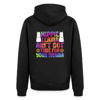 Funny hippie tie coloring - Unisex Premium Organic Zip Hoodie - black - Back - Nico (187cm)