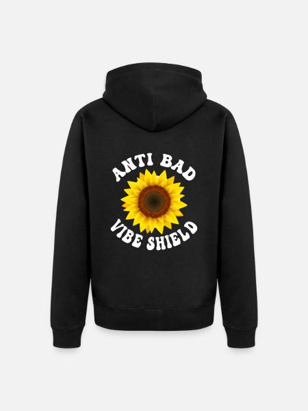 Funny Hippie Groovy Peace Kindness - Unisex Premium Organic Zip Hoodie - black