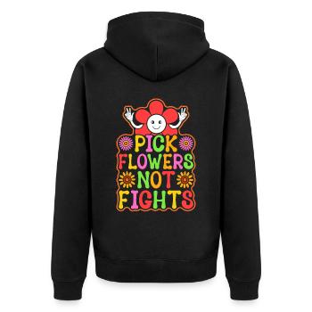 Drôle Hippie Floral Paix Bonté - Veste à capuche bio Premium Unisexe - noir - Dos - Nico (187cm)