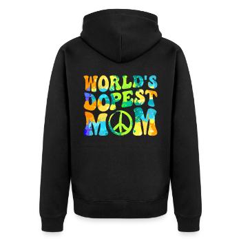 Hippie Mom Tie Dye Frieden - Unisex Premium Bio Zip Hoodie - Schwarz - Hinten - Nico (187cm)
