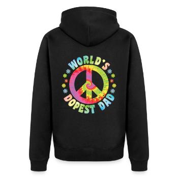 Hippie Papa Krawatte Färben Frieden - Unisex Premium Bio Zip Hoodie - Schwarz - Hinten - Nico (187cm)
