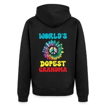 Hippie Oma Krawatte Färben Frieden - Unisex Premium Bio Zip Hoodie - Schwarz - Hinten - Nico (187cm)