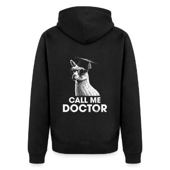 Call Me Doctor University Degree Doctor - Unisex Premium Organic Zip Hoodie - black - Back - Nico (187cm)