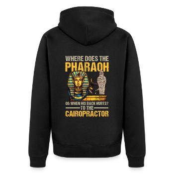 Where Does The Pharaoh Go To The Cairopractor - Unisex Premium Bio Zip Hoodie - Schwarz - Hinten - Nico (187cm)
