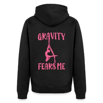 Aerial Silk Aerialist - Unisex Premium Bio Zip Hoodie - Schwarz - Hinten - Nico (187cm)
