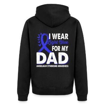 Wear light blue for Dad Angelman Syndrome - Unisex Premium Organic Zip Hoodie - black - Back - Nico (187cm)