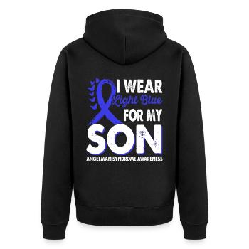 Wear light blue for Month of Consciousness - Unisex Premium Organic Zip Hoodie - black - Back - Nico (187cm)