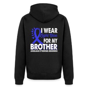 Tragen Sie Hellblau, Um Auf Das - Unisex Premium Bio Zip Hoodie - Schwarz - Hinten - Nico (187cm)