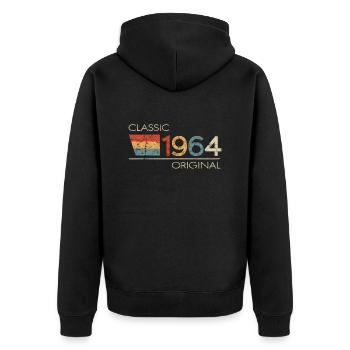 1964 Birthday Classic Original - Unisex Premium Organic Zip Hoodie - black - Back - Nico (187cm)
