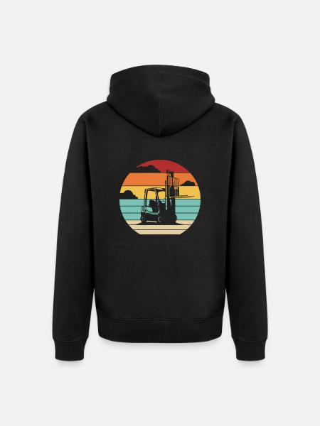 Retro Teleskoplader Gabelstaplerfahrer - Unisex Premium Bio Zip Hoodie - Schwarz