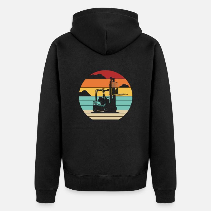 Retro Teleskoplader Gabelstaplerfahrer - Unisex Premium Bio Zip Hoodie - Schwarz