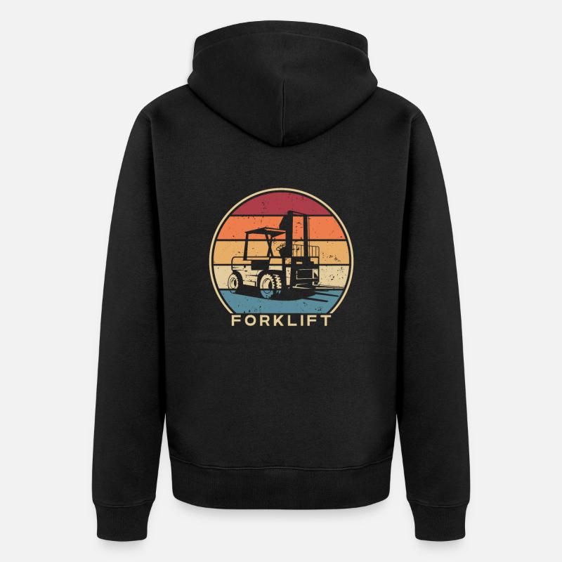 Retro Teleskoplader Gabelstaplerfahrer - Unisex Premium Bio Zip Hoodie - Schwarz