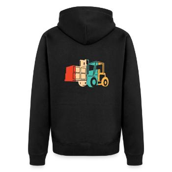 Retro Forklift Driver All-terrain forklift - Unisex Premium Organic Zip Hoodie - black - Back - Nico (187cm)