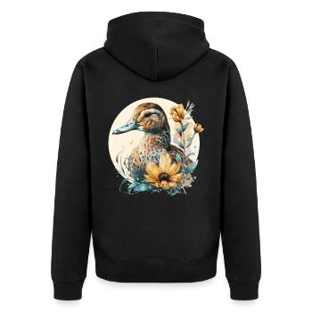 Cute Duck Sunflower Farm Animal Duck Farming - Unisex Premium Organic Zip Hoodie - black - Back - Nico (187cm)