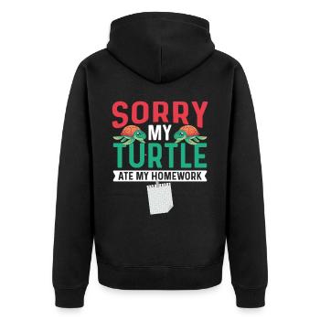 Sea Turtle Tortoise Sorry My - Unisex Premium Organic Zip Hoodie - black - Back - Nico (187cm)