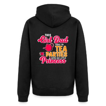 Girl Dad - This Girl Dad Goes To Tea Parties - Unisex Premium Organic Zip Hoodie - black - Back - Nico (187cm)