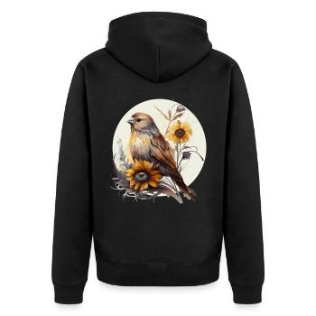 Cute Sunflower Finch Ornithologist Birding Bird Wa - Unisex Premium Bio Zip Hoodie - Schwarz - Hinten - Nico (187cm)