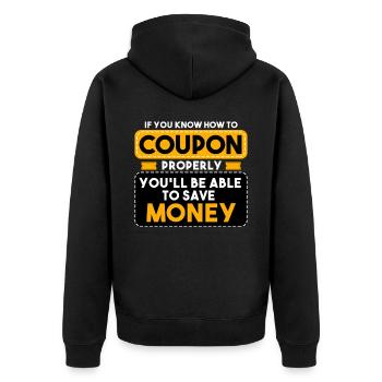 If You Know How To Coupon Properly - Unisex Premium Organic Zip Hoodie - black - Back - Nico (187cm)