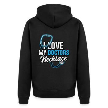 Doctor I Love My Doctor s Necklace - Unisex Premium Organic Zip Hoodie - black - Back - Nico (187cm)