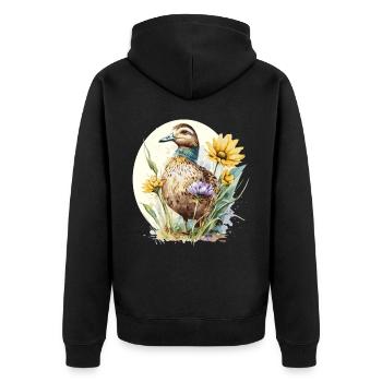 Sunflower Duck Sunshine Farm Animal Farming Farmer - Unisex Premium Organic Zip Hoodie - black - Back - Nico (187cm)