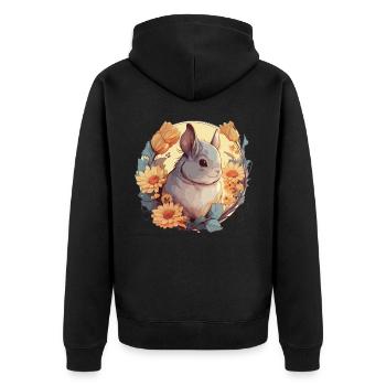 Mignon Chinchilla Tournesol Floral Aquarelle Artwor - Veste à capuche bio Premium Unisexe - noir - Dos - Nico (187cm)