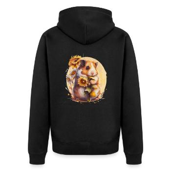Cute Sunflower Hamster Floral Pet Hamster Lover - Unisex Premium Bio Zip Hoodie - Schwarz - Hinten - Nico (187cm)