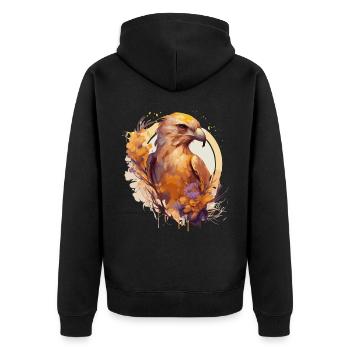 Cute Sunflower Hawk Watercolor Bird Of Prey Ornith - Unisex Premium Organic Zip Hoodie - black - Back - Nico (187cm)