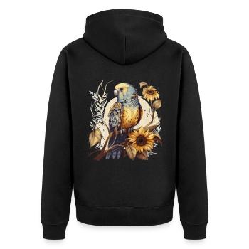 Mignon perruche de tournesol floral aquarelle oiseau - Veste à capuche bio Premium Unisexe - noir - Dos - Nico (187cm)