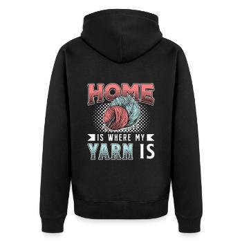 Crocheting Home Is Where My Yarn Is Needlework - Unisex Premium Organic Zip Hoodie - black - Back - Nico (187cm)