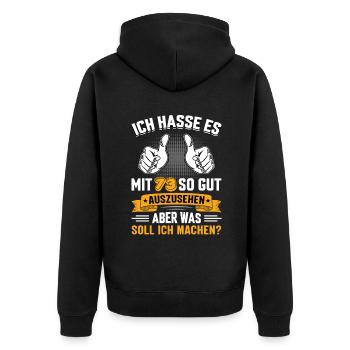 73 Geburtstag 73 Jahre 73 Lebensjahr 73 Lebenalter - Unisex Premium Bio Zip Hoodie - Schwarz - Hinten - Nico (187cm)