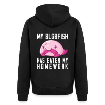 Costume de Blobfish - Visage de poisson Blob laid - - Veste à capuche bio Premium Unisexe - noir - Dos - Nico (187cm)