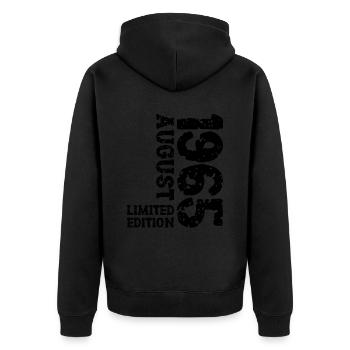 1965 Août Édition Limitée 58e Tenue d’anniversaire - Veste à capuche bio Premium Unisexe - noir - Dos - Nico (187cm)