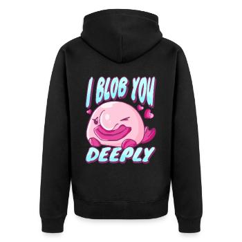 Costume de Blobfish - Visage de poisson Blob laid - - Veste à capuche bio Premium Unisexe - noir - Dos - Nico (187cm)