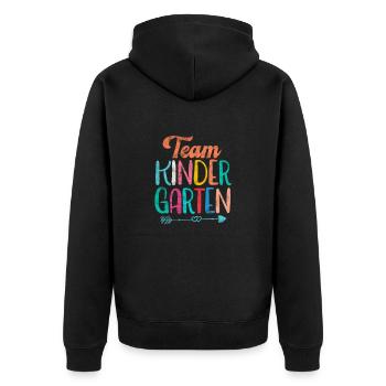 Kindergarten - Unisex Premium Bio Zip Hoodie - Schwarz - Hinten - Nico (187cm)
