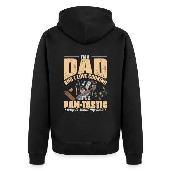 Papa Kochen Vatertag Papa Witz Geburtstag - Unisex Premium Bio Zip Hoodie - Schwarz - Hinten - Nico (187cm)