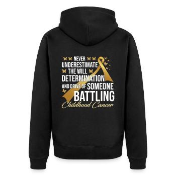 Childhood Cancer - Unisex Premium Organic Zip Hoodie - black - Back - Nico (187cm)