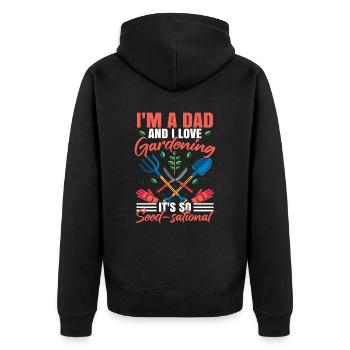 Gardening Dad Joke - Unisex Premium Organic Zip Hoodie - black - Back - Nico (187cm)