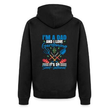 Ich bin ein Vater und ich liebe Gartenarbeit - Unisex Premium Bio Zip Hoodie - Schwarz - Hinten - Nico (187cm)