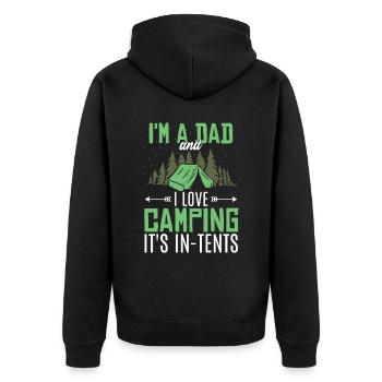 Papa Camping Jogue Fête des pères - Veste à capuche bio Premium Unisexe - noir - Dos - Nico (187cm)