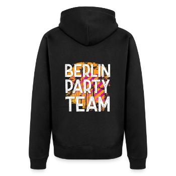 Berlin Party Team - Unisex Premium Bio Zip Hoodie - Schwarz - Hinten - Nico (187cm)