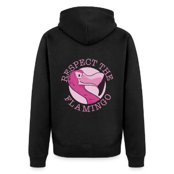Respect the flamingo cute animal flamingos - Unisex Premium Organic Zip Hoodie - black - Back - Nico (187cm)