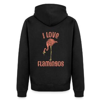 J’adore les flamants roses mignons dictons d’animaux flamants roses - Veste à capuche bio Premium Unisexe - noir - Dos - Nico (187cm)