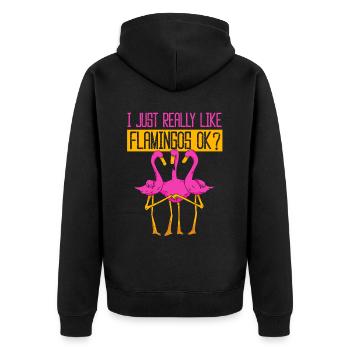 J’aime les flamants roses juste très mignon flamant rose animal - Veste à capuche bio Premium Unisexe - noir - Dos - Nico (187cm)