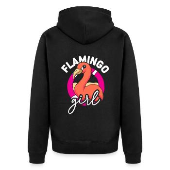 Flamingo Girl Cute Sayings Flamingos Animal - Unisex Premium Organic Zip Hoodie - black - Back - Nico (187cm)